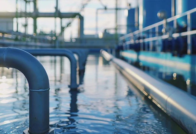 Technician performing a water-treatment process