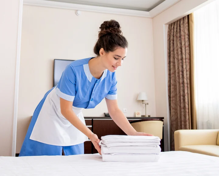 Hotel guest room prepared for guests